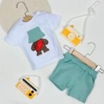 طقم اولاد بيبي مطرز موديل الدب 6/18 اشهر