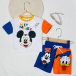 طقم ولادي ميكي ماركة زارا  6/24 شهر