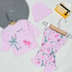 طقم بيجامة للبنات بيبي حديث ولادة 3 قطع